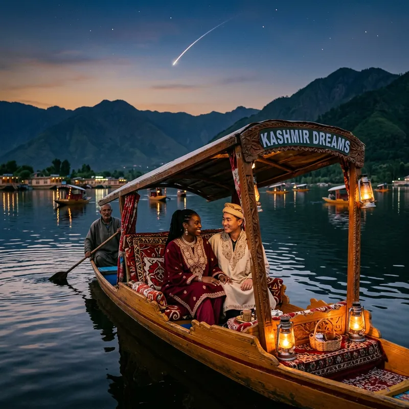Romantic Boat Ride on Dal Lake with a Couple in Kashmir Romantic Boat Ride on Dal Lake with a Couple in Kashmir