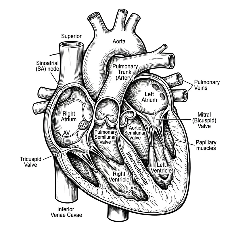 Internal Heart Anatomy: Chambers, Valves, Nodes & Major Vessels
