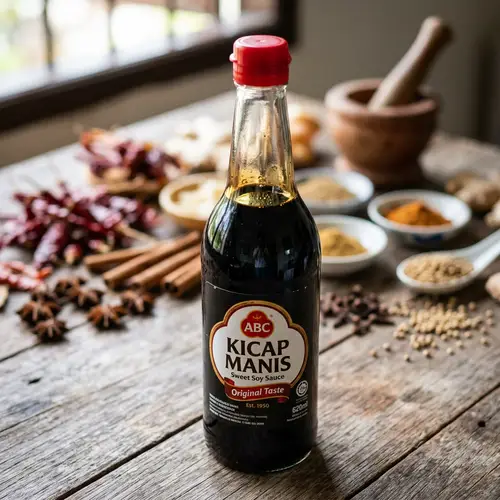 Authentic Kicap: Dark Brown Sweet Soy Sauce in Glass Bottle