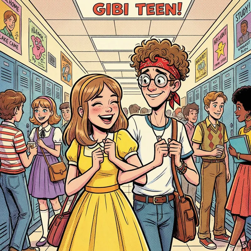 2000s Anime Style: Cute Couple in School