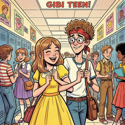 2000s Anime Style: Cute Couple in School