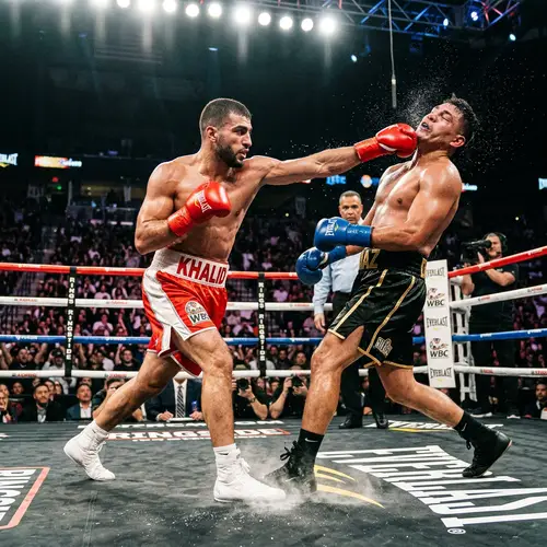 Perfectly Executed Punch in Boxing Match