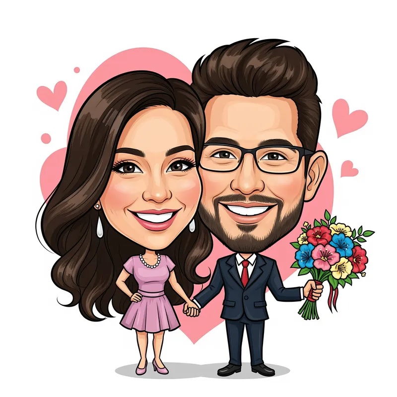 Colorful Anniversary Caricature Illustration