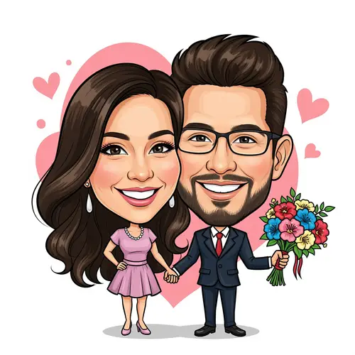 Colorful Anniversary Caricature Illustration