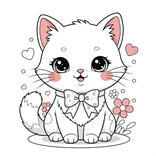 Kawaii Cat Coloring Pages for Fun