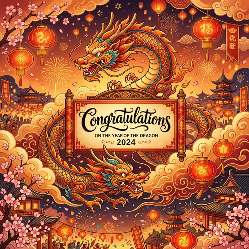 Festive Asian New Year Dragon 2024 Celebration Scene
