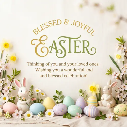 Joyful Easter Wishes | Colorful & Minimalist Image for Family & Friends