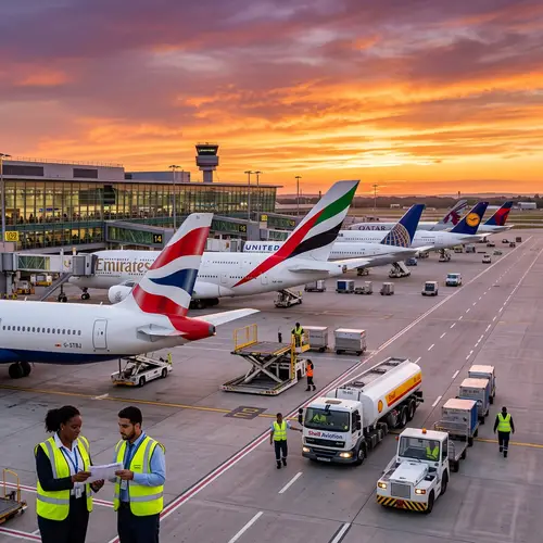 Airlines at Sunset: A Global Airport Scene