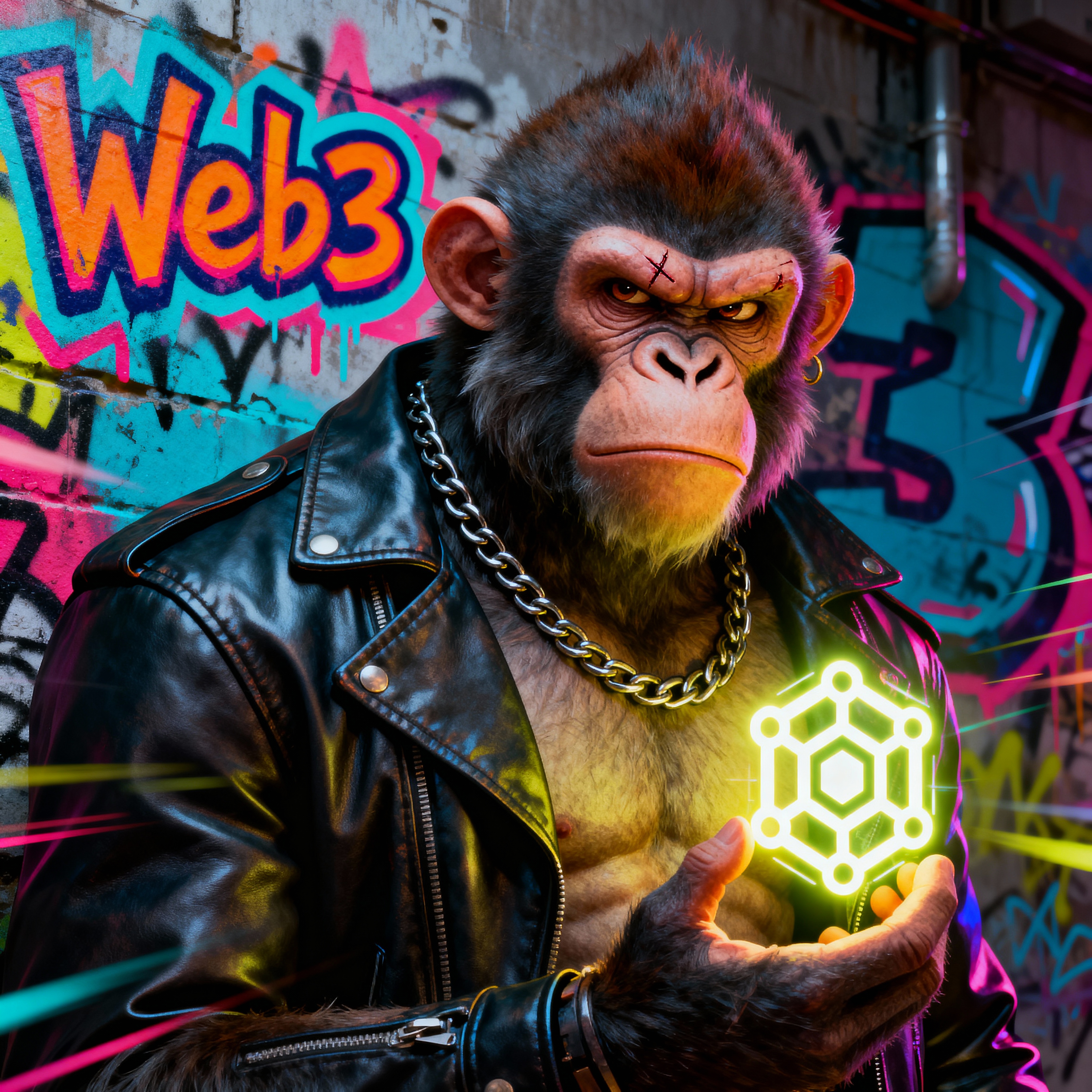Unique Web3 Profile Picture: Tough Monkey Character | AI Art Generator |  Easy-Peasy.AI