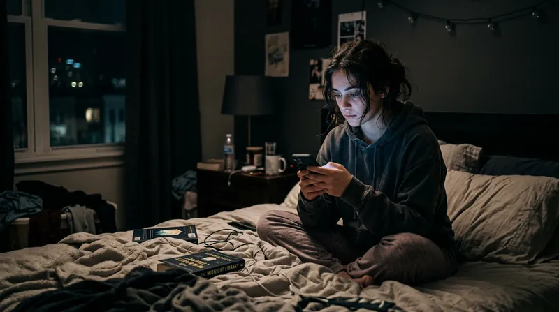 Cinematic Night Mood: A Young Woman's Solitude