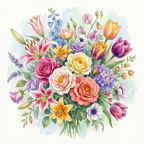 Colorful Flowers Watercolor Painting | Floral Artwork