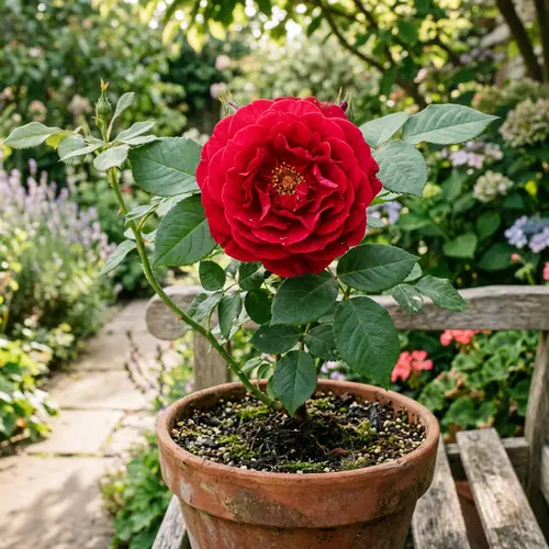 Vibrant Red Rose in Full Bloom - Enchanting Garden Beauty