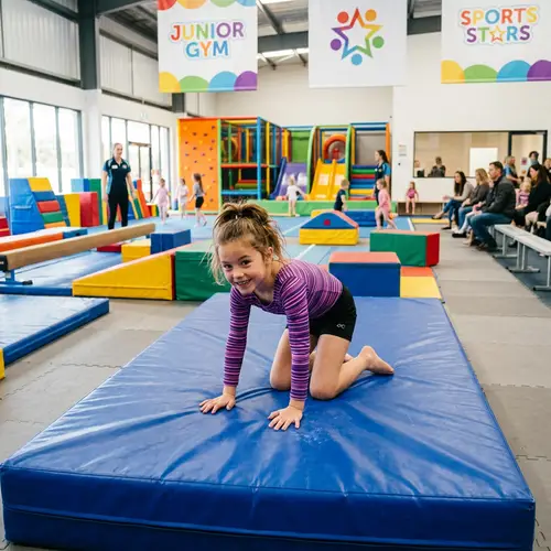 Child on Gymnastics Mat at Kids' Sports Complex