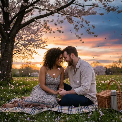 Love and Romance Scene in a Serene Meadow