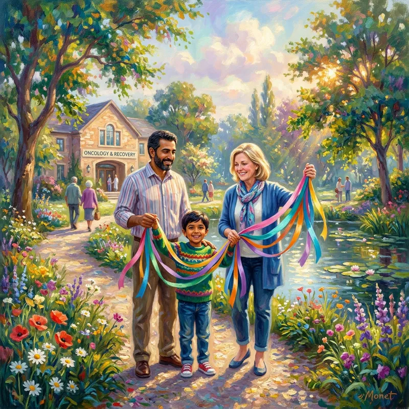 Uplifting Painting Symbolizing Cancer Awareness and Oncology