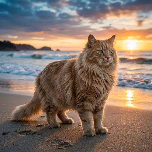 Majestic Long-Haired Cat Poses with Jason Momoa Vibes