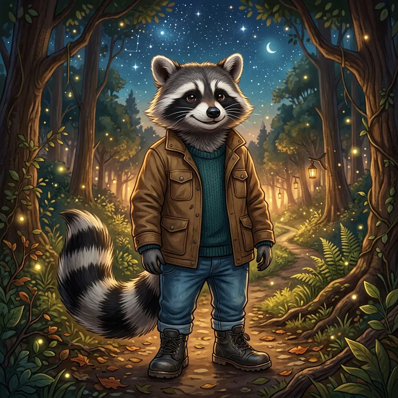 Enchanting Male Raccoon Furry in Stylish Outfit