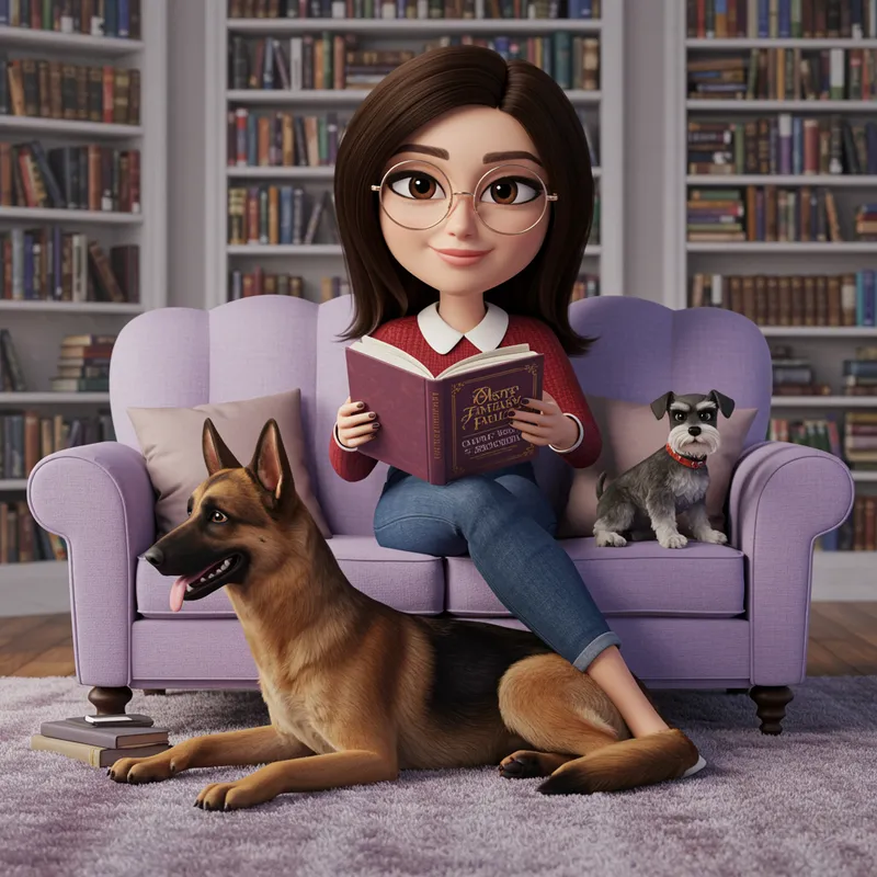 Cozy Fantasy Reading with Pets in 3D Pixar Style