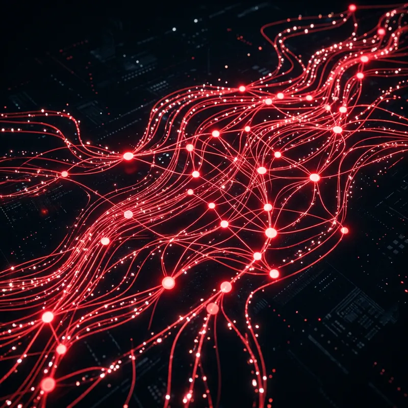 Captivating Red Digital Network | Data Flow & Connectedness Captivating Red Digital Network | Data Flow & Connectedness