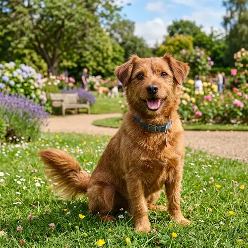 Charming Brown Dog Enjoying a Sunny Day in a Lush Park