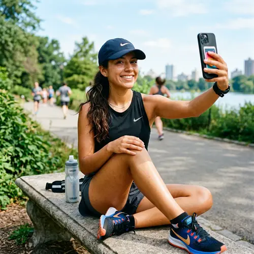Stunning Latina Running Gear Selfie
