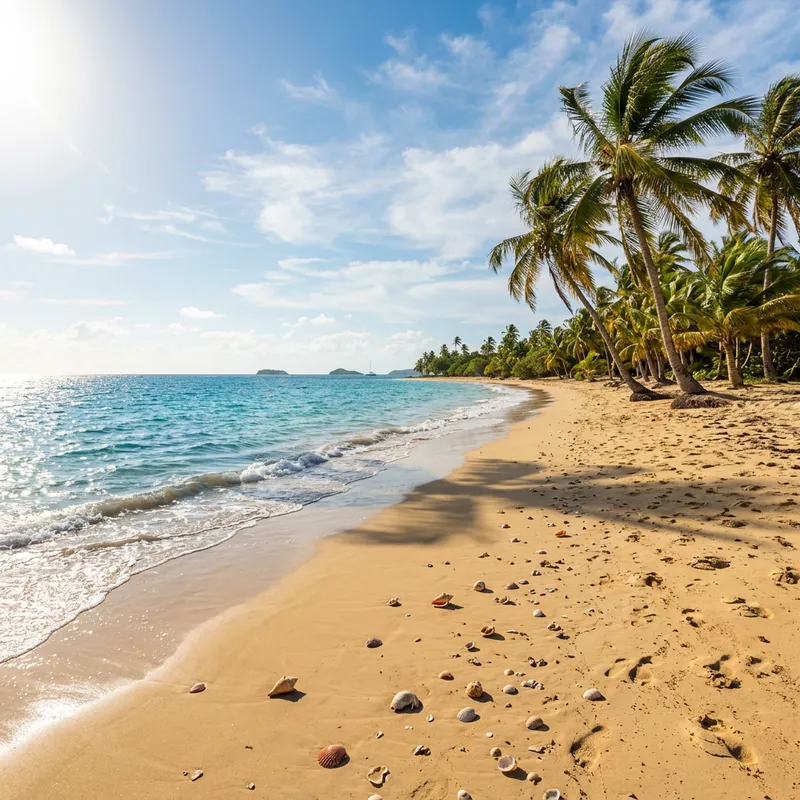 Tranquil Beach Scene: Stunning Coastline View