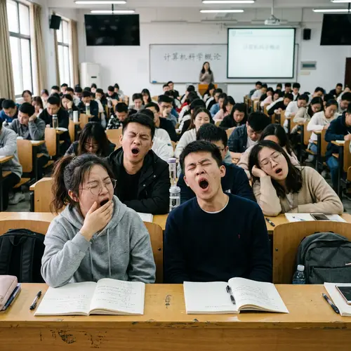 High-Resolution Image of Chinese University Students in Classroom