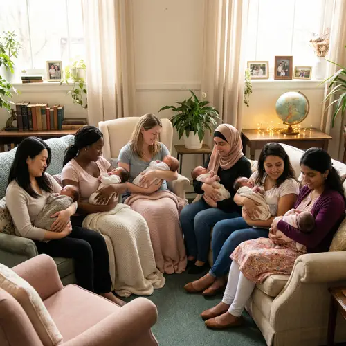 New Mothers from Various Descents Cradling Babies | Heartwarming Scene