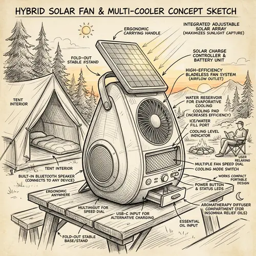 Innovative Solar-Powered Hybrid Fan with Cooling, Bluetooth Speaker & Aromatherapy