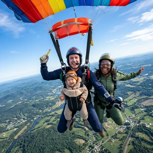 Adventurous Family Parachute Jump with Baby - Thrilling Experience
