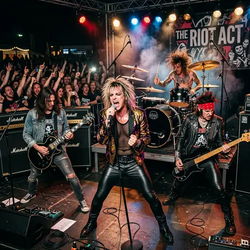 Rock Band Concert Performance by Nikki Sixx, Vince Neil, Tommy Lee, Mick Mars