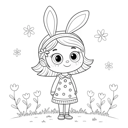 Easter Coloring Pages for Kids - Cute Girl Design