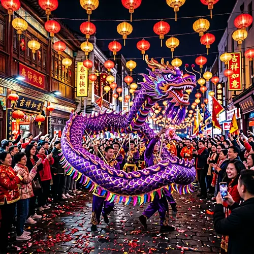 Mythical Dragon Dance in Chinatown - Chinese New Year Celebrations