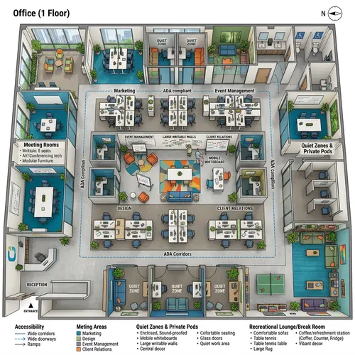 Innovative Open Floor Plan Design for Modern Workspaces