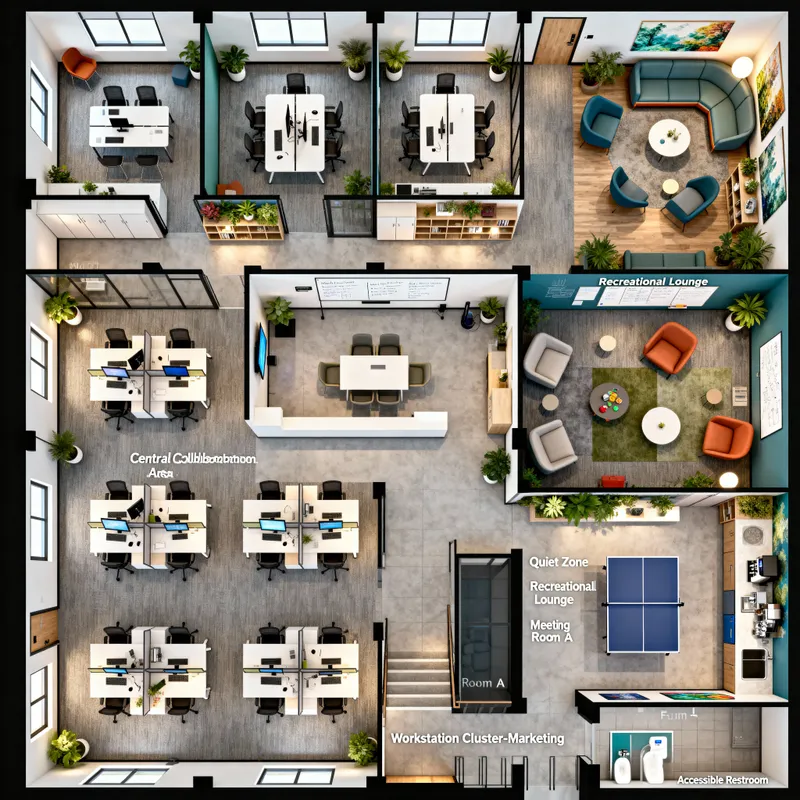 Innovative Open Floor Plan Design for Modern Workspaces