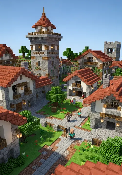 Minecraft Style Village of Torre de Arcas