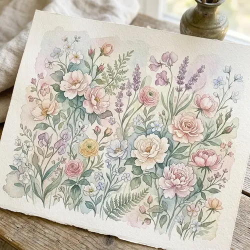Delicate Watercolor Floral Patterns for Serene Atmosphere