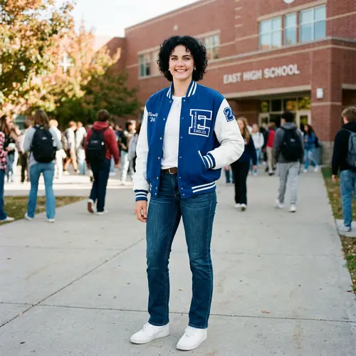 Confident 16-Year-Old in Varsity Jacket