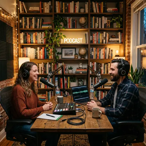 Cozy Modern Podcast Studio Setup