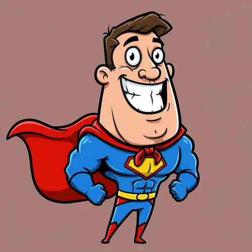 Smiling Cartoon Superhero - Fun & Inspiring