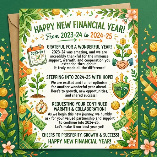 Cheerful New Financial Year 2024-25 Greeting Card