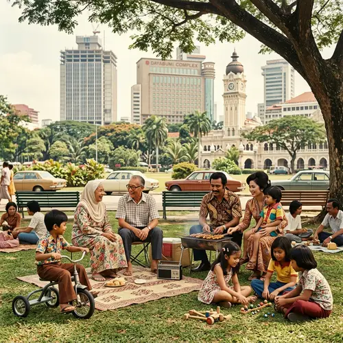 1970s Retro Vibe: Malaysian People in Leisurely Activities