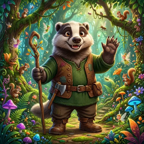 Robust Anthro Furry in Vibrant Forest | Friendly Animated Expression