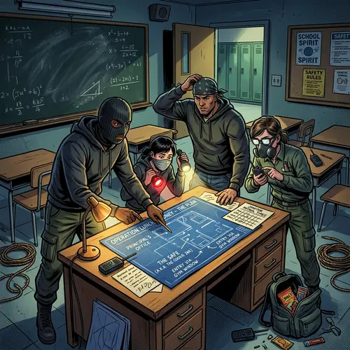 School Heist Planning | Intriguing Comic Style Scene