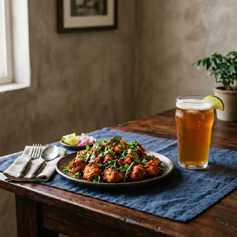 Delicious Chicken 65 with Stylish Table Setting