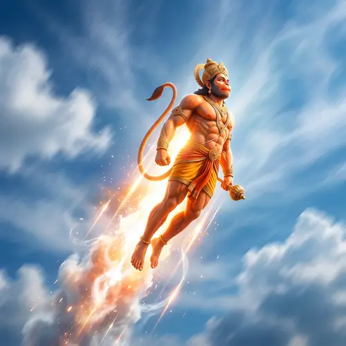Powerful Hanuman: Ascending with Speed and Force