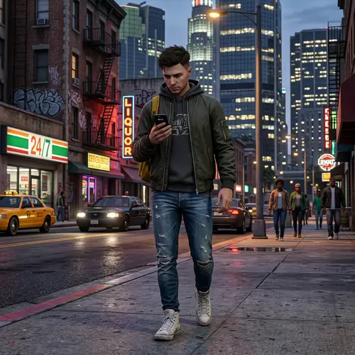 Caucasian Male Character in Virtual City | GTA Game Character