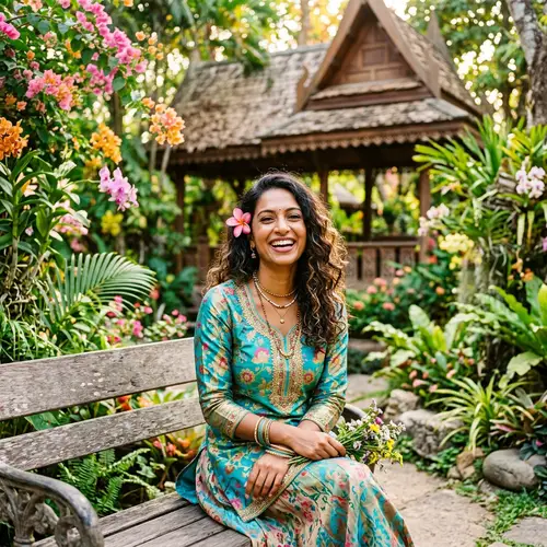 Vibrant Smiles: Thai-Indian Mixed Beauty in Nature