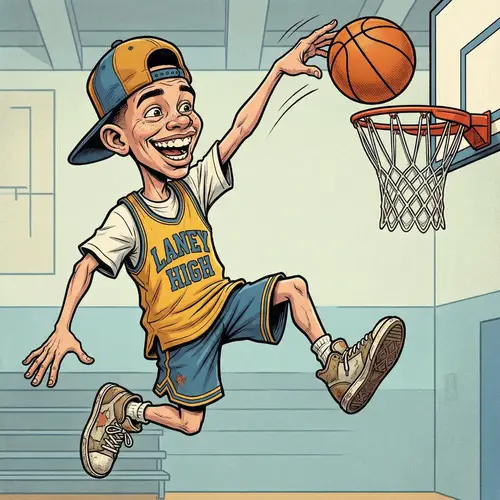 Teenage Basketball Caricature at the Hoops