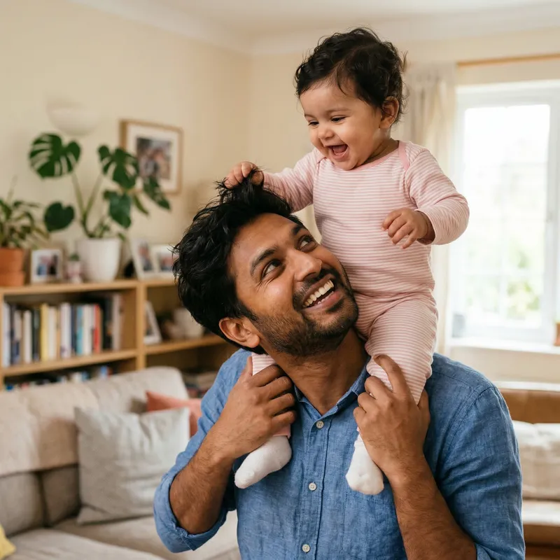 Joyful Fatherhood: A Sweet Family Moment